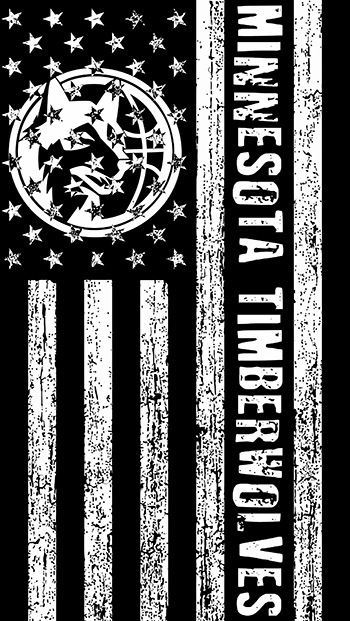 Minnesota Timberwolves Black And White American Flag logo vinyl decal